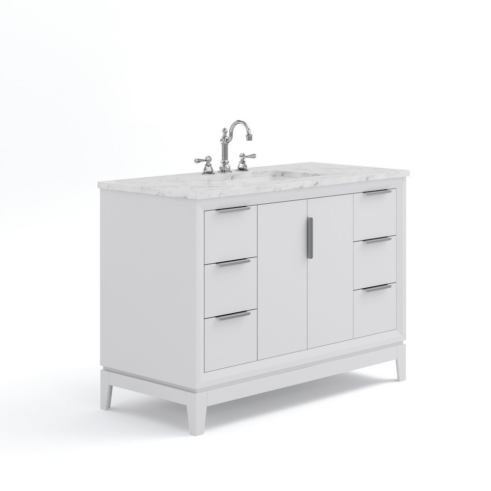 48 In. Single Sink Carrara White Marble Countertop Bath Vanity In Pure White. Picture 1