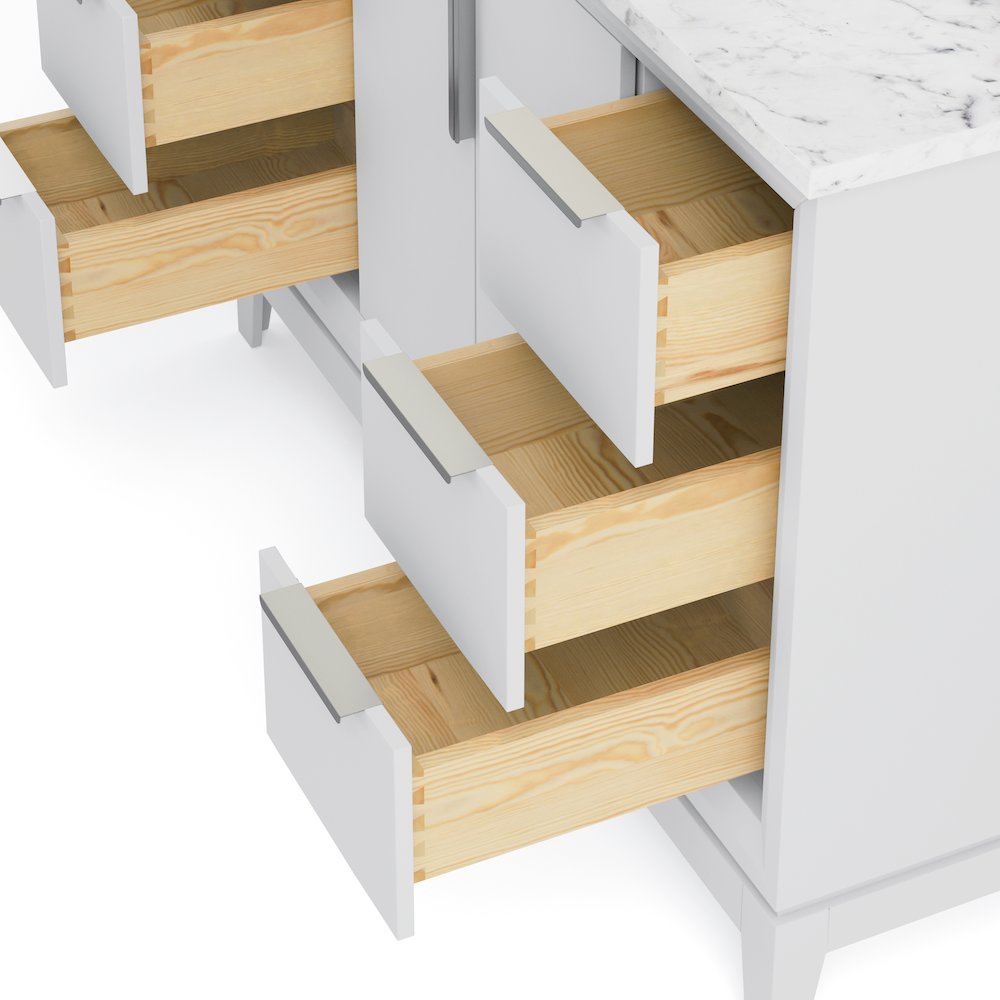48 In. Single Sink Carrara White Marble Countertop Bath Vanity In Pure White. Picture 3