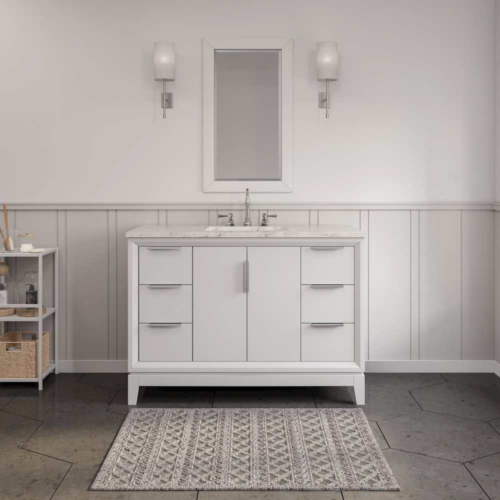 48 In. Single Sink Carrara White Marble Countertop Bath Vanity In Pure White. Picture 2
