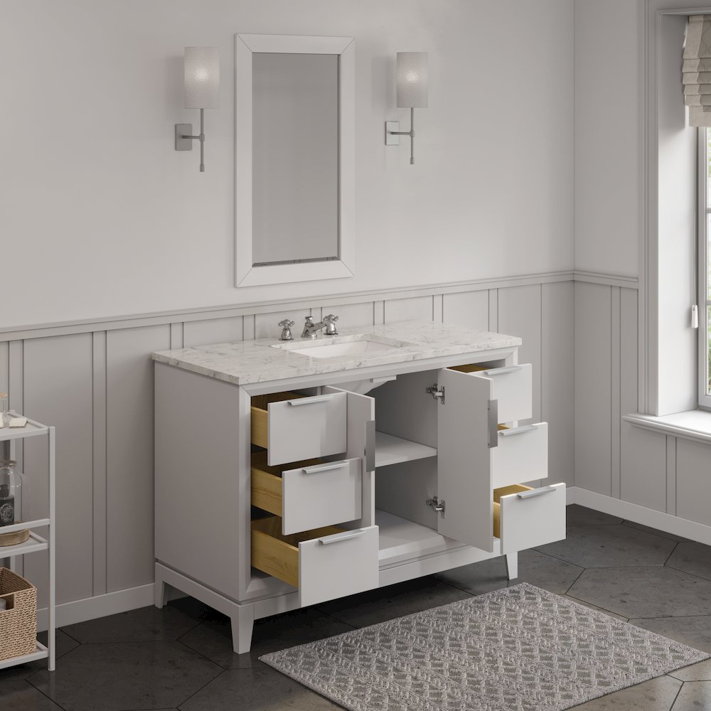 48 In. Single Sink Carrara White Marble Countertop Bath Vanity In Pure White. Picture 6