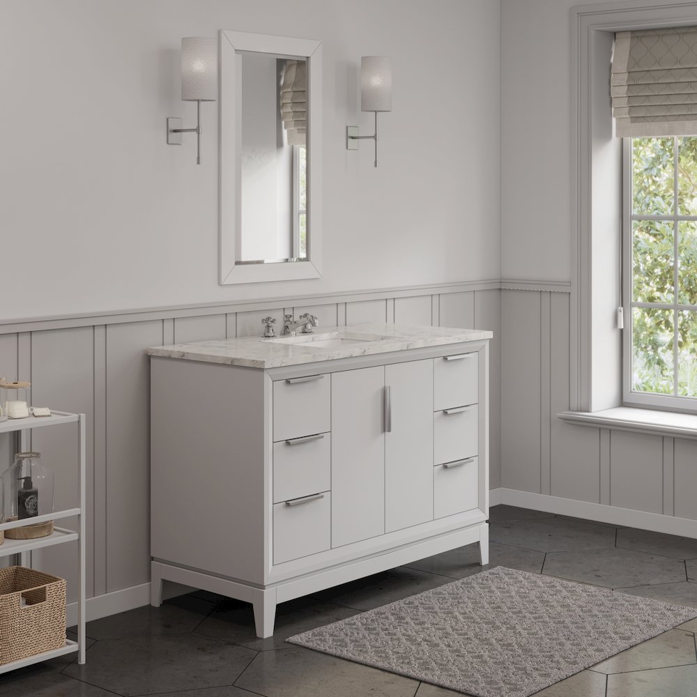 48 In. Single Sink Carrara White Marble Countertop Bath Vanity In Pure White. Picture 4