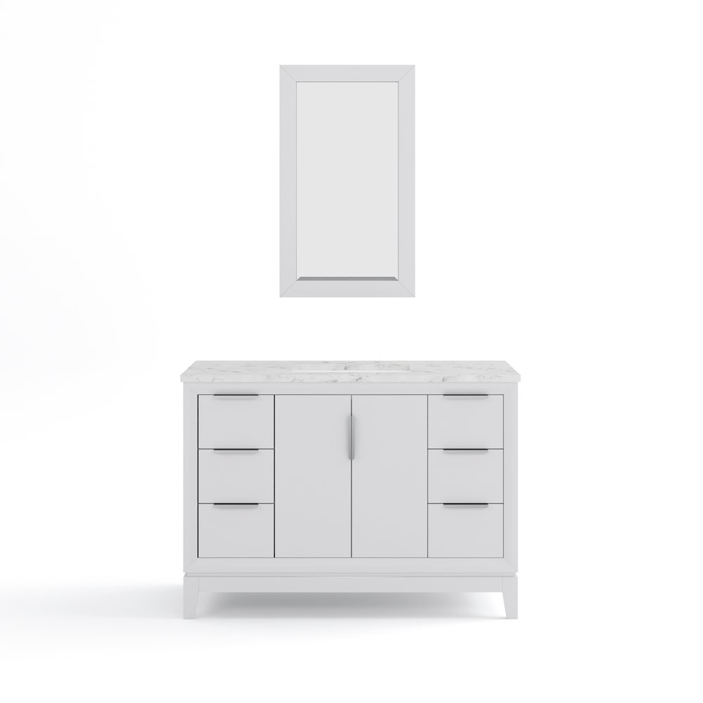48 In. Single Sink Carrara White Marble Countertop Bath Vanity In Pure White. Picture 5