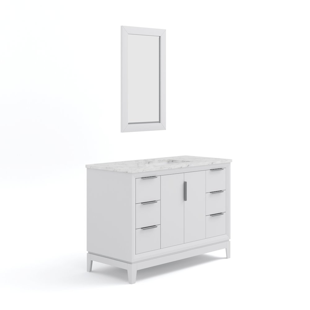 48 In. Single Sink Carrara White Marble Countertop Bath Vanity In Pure White. Picture 1