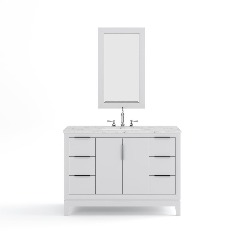 48 In. Single Sink Carrara White Marble Countertop Bath Vanity In Pure White. Picture 5
