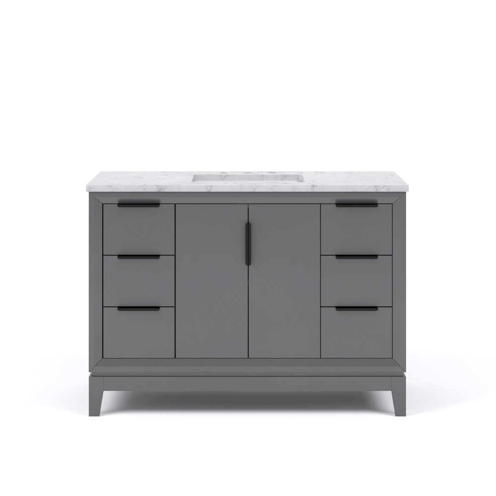 48 In. Single Sink Carrara White Marble Countertop Bath Vanity In Cashmere Grey. Picture 5