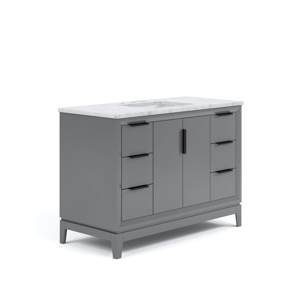 48 In. Single Sink Carrara White Marble Countertop Bath Vanity In Cashmere Grey. Picture 1