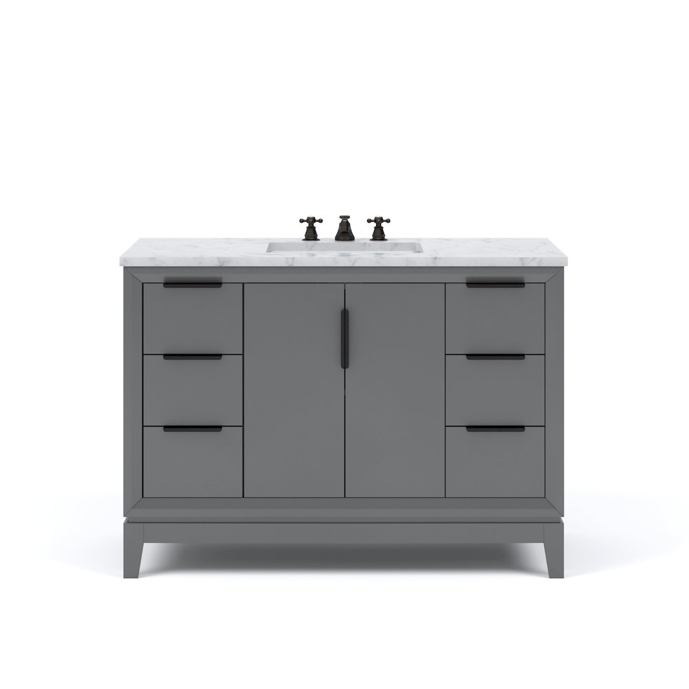 48 In. Single Sink Carrara White Marble Countertop Bath Vanity In Cashmere Grey. Picture 5
