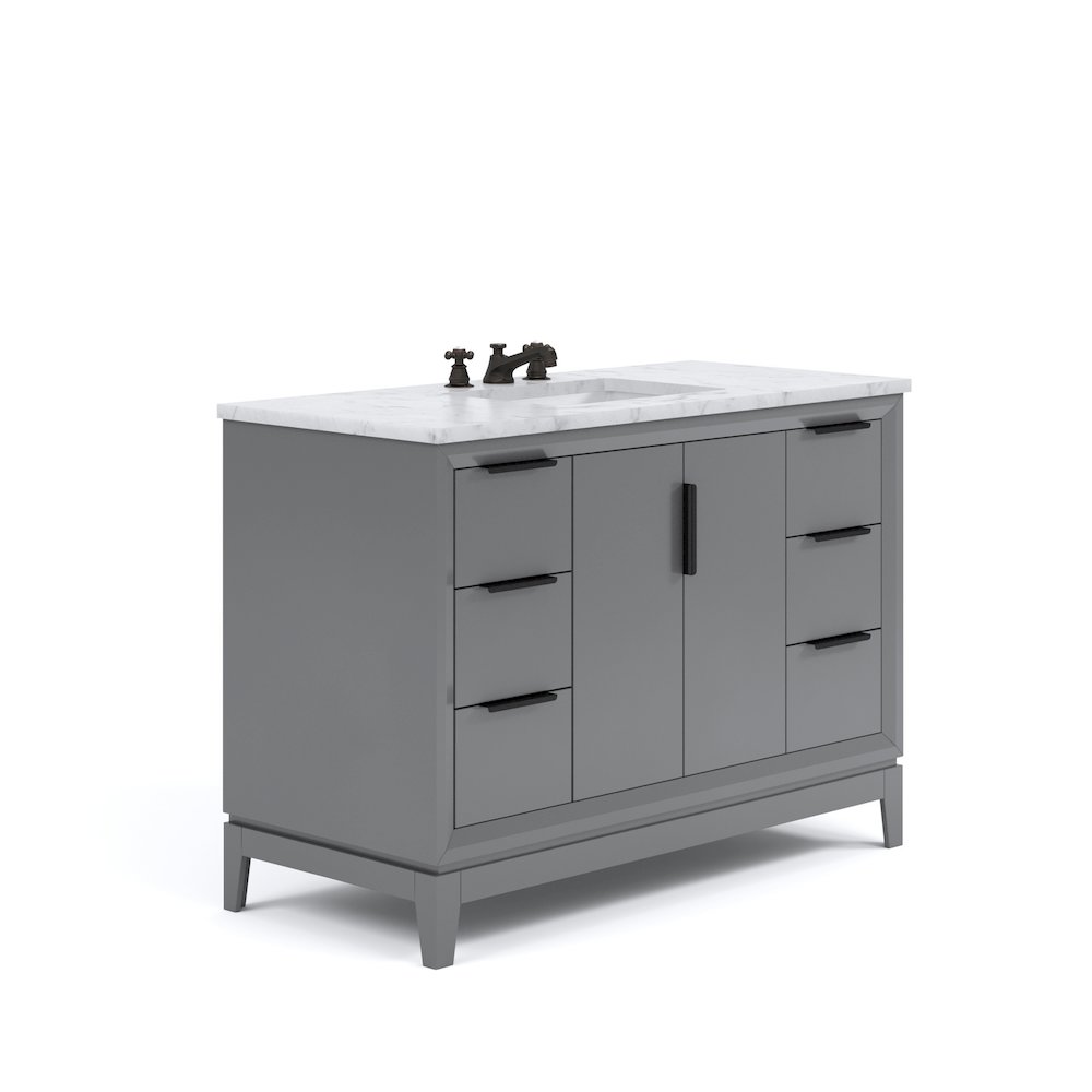 48 In. Single Sink Carrara White Marble Countertop Bath Vanity In Cashmere Grey. Picture 1