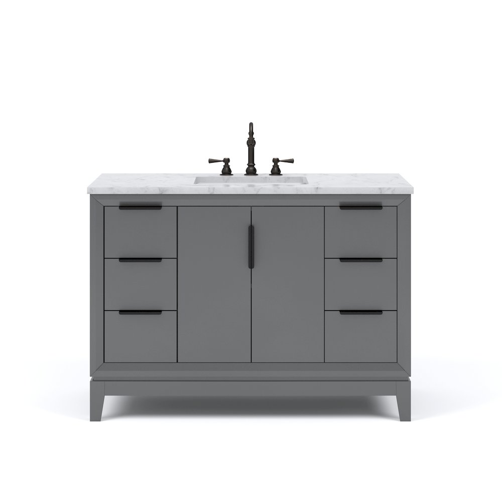 48 In. Single Sink Carrara White Marble Countertop Bath Vanity In Cashmere Grey. Picture 5