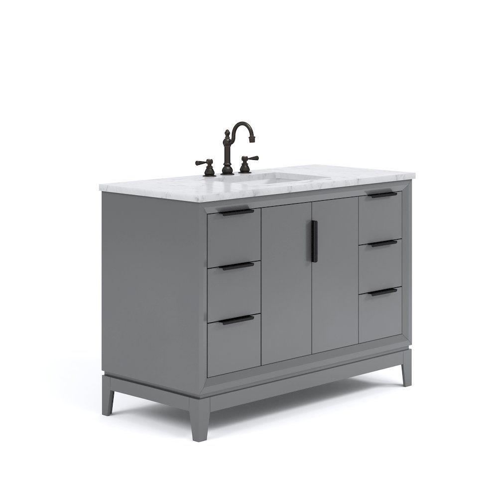 48 In. Single Sink Carrara White Marble Countertop Bath Vanity In Cashmere Grey. Picture 1