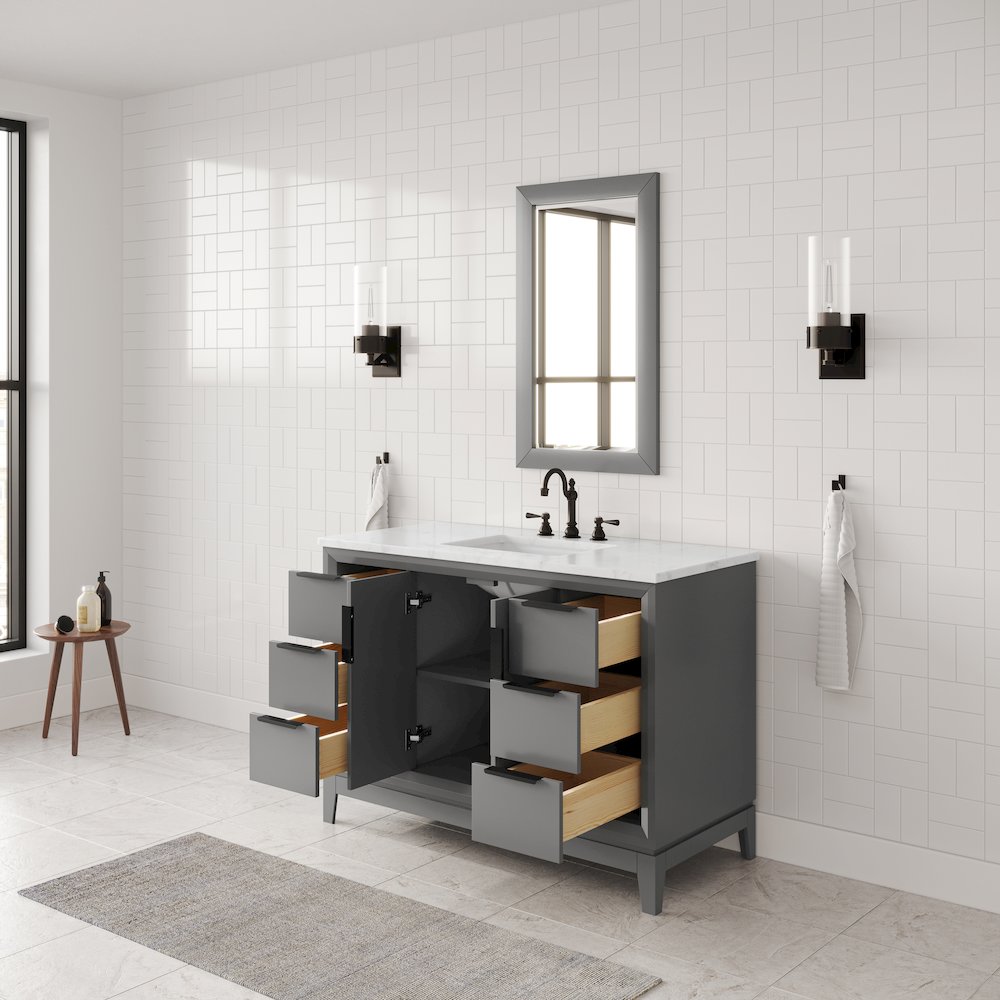 48 In. Single Sink Carrara White Marble Countertop Bath Vanity In Cashmere Grey. Picture 6