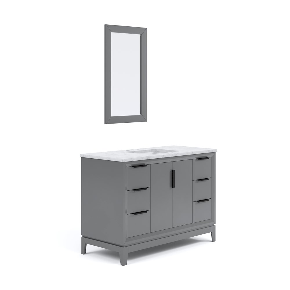 48 In. Single Sink Carrara White Marble Countertop Bath Vanity In Cashmere Grey. Picture 1