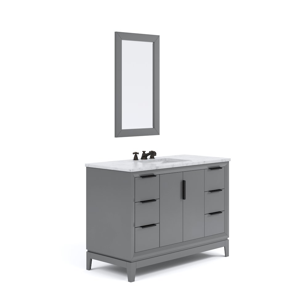 48 In. Single Sink Carrara White Marble Countertop Bath Vanity In Cashmere Grey. Picture 1