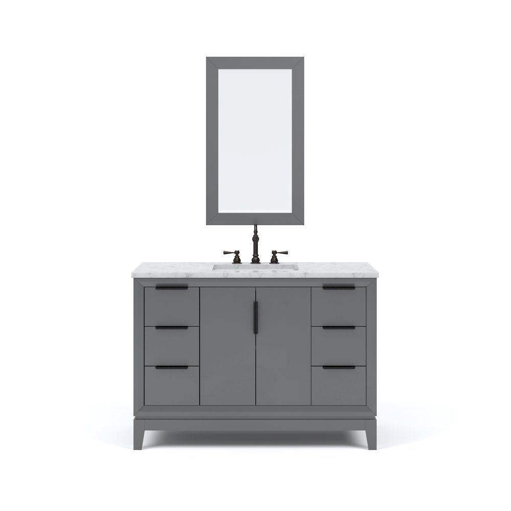 48 In. Single Sink Carrara White Marble Countertop Bath Vanity In Cashmere Grey. Picture 5
