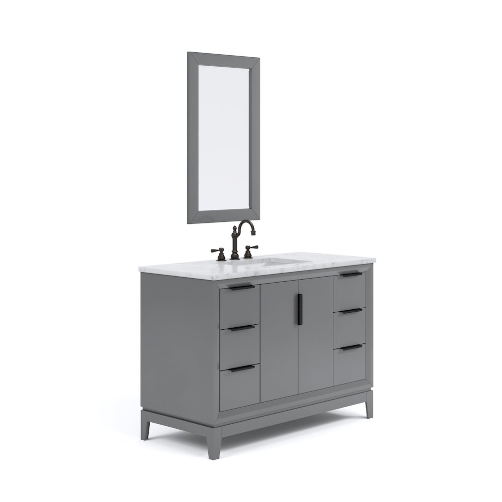 48 In. Single Sink Carrara White Marble Countertop Bath Vanity In Cashmere Grey. Picture 1