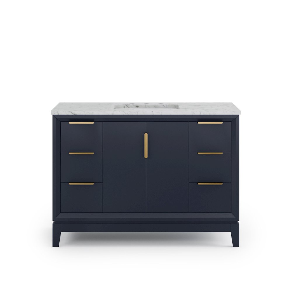 48 In. Single Sink Carrara White Marble Countertop Bath Vanity In Monarch Blue. Picture 5