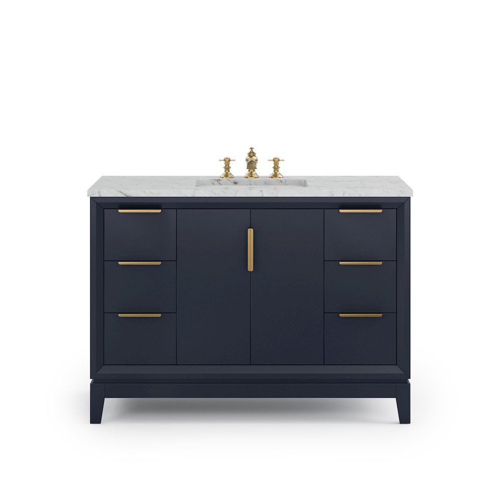 48 In. Single Sink Carrara White Marble Countertop Bath Vanity In Monarch Blue. Picture 5