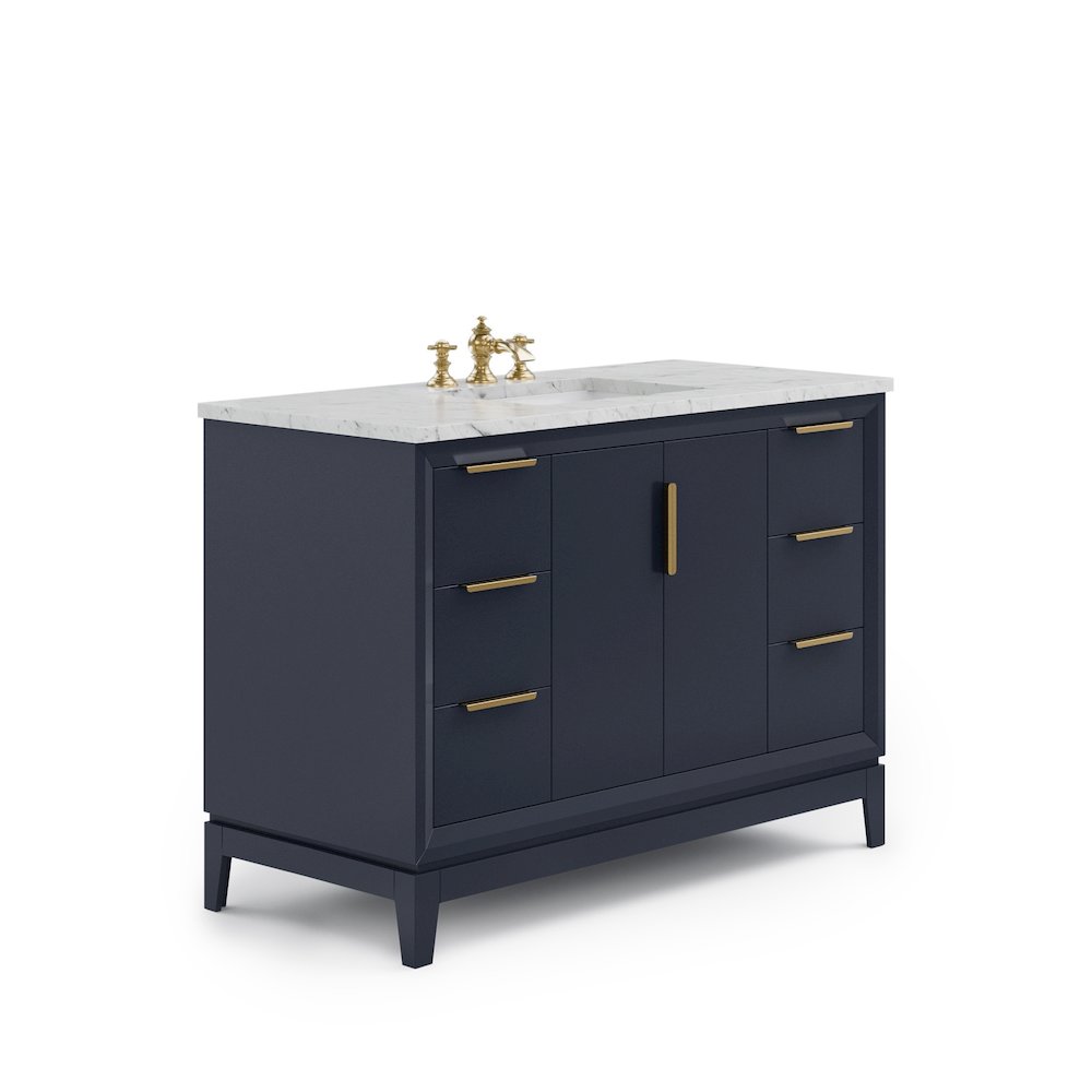 48 In. Single Sink Carrara White Marble Countertop Bath Vanity In Monarch Blue. Picture 1