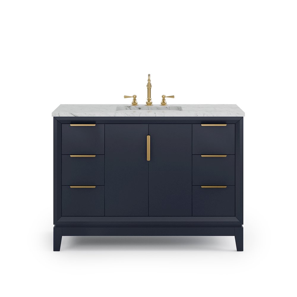 48 In. Single Sink Carrara White Marble Countertop Bath Vanity In Monarch Blue. Picture 5