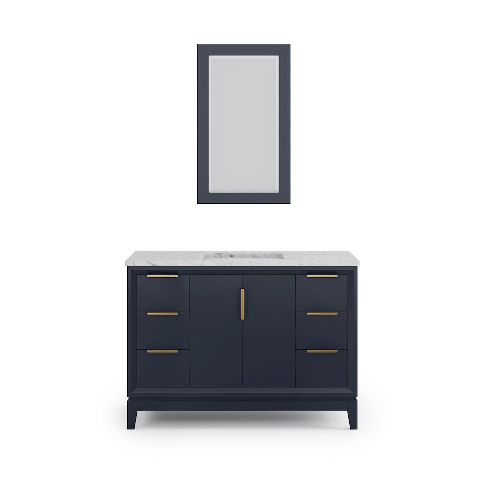 48 In. Single Sink Carrara White Marble Countertop Bath Vanity In Monarch Blue. Picture 5