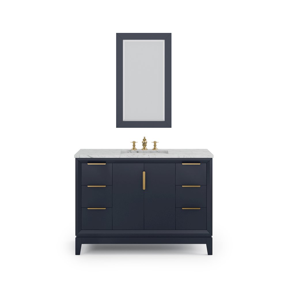 48 In. Single Sink Carrara White Marble Countertop Bath Vanity In Monarch Blue. Picture 5