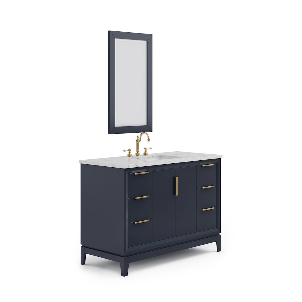 48 In. Single Sink Carrara White Marble Countertop Bath Vanity In Monarch Blue. Picture 1