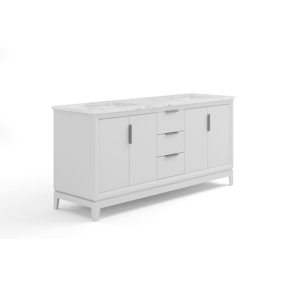 72 In. Double Sink Carrara White Marble Countertop Bath Vanity In Pure White. Picture 3