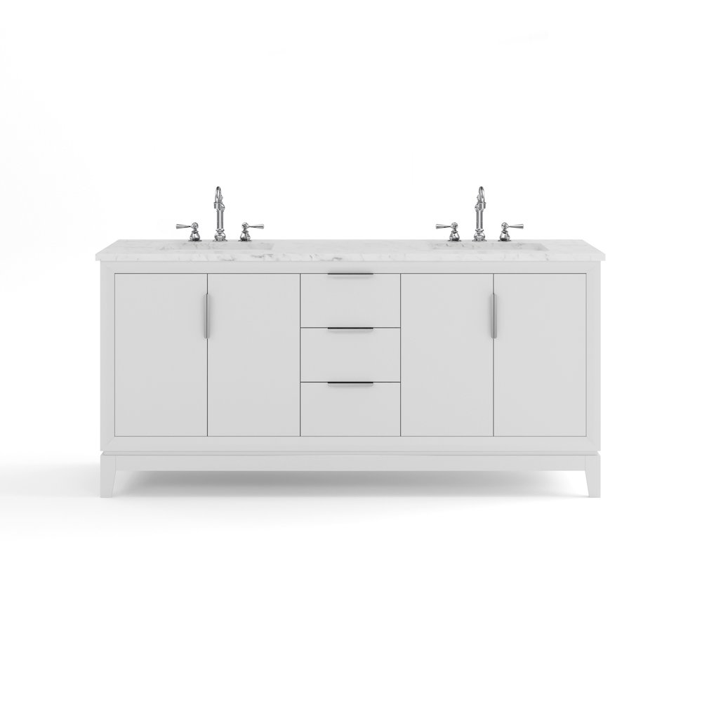 72 In. Double Sink Carrara White Marble Countertop Bath Vanity In Pure White. Picture 1