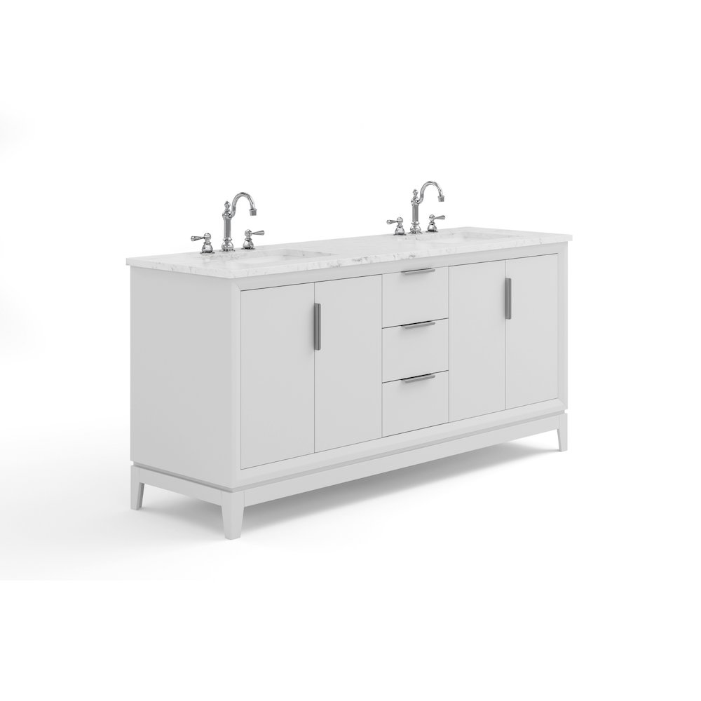 72 In. Double Sink Carrara White Marble Countertop Bath Vanity In Pure White. Picture 3