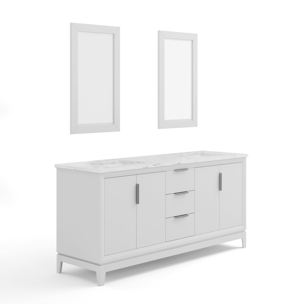 72 In. Double Sink Carrara White Marble Countertop Bath Vanity In Pure White. Picture 3