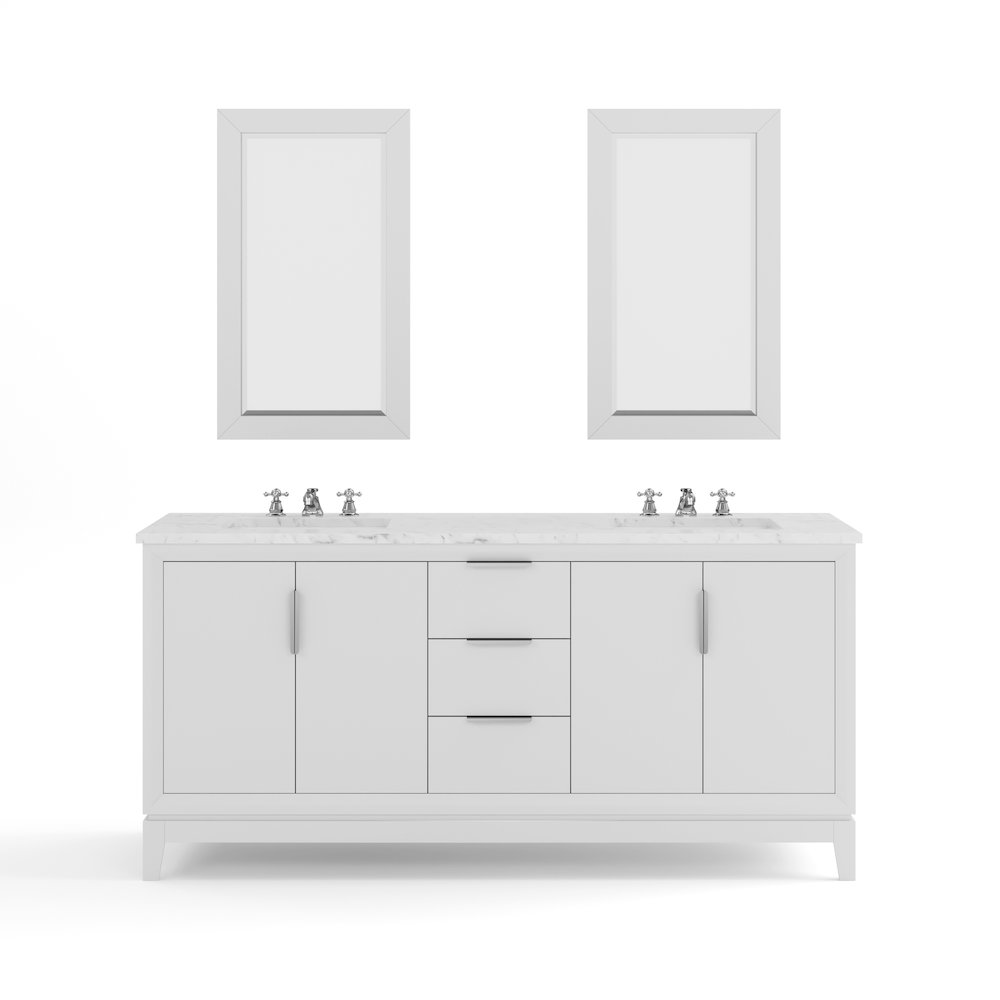 72 In. Double Sink Carrara White Marble Countertop Bath Vanity In Pure White. Picture 1