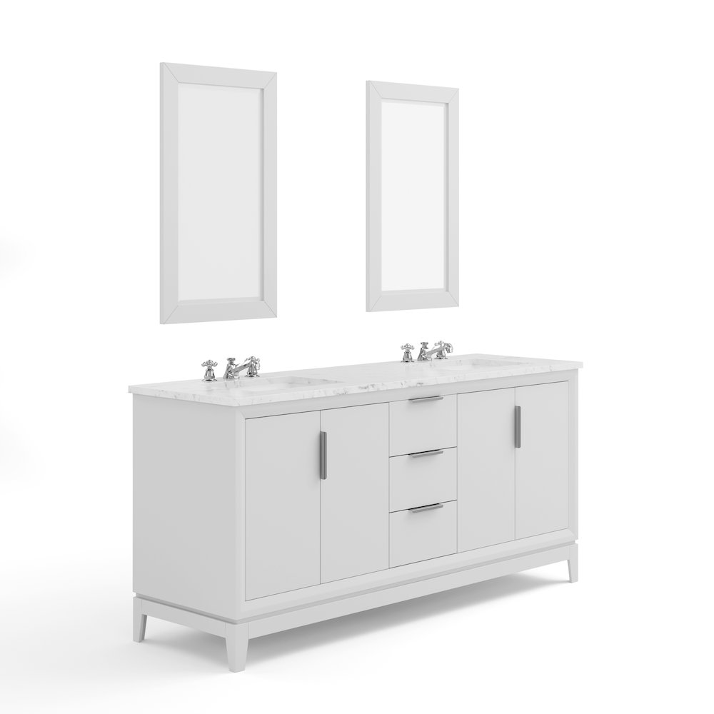 72 In. Double Sink Carrara White Marble Countertop Bath Vanity In Pure White. Picture 3