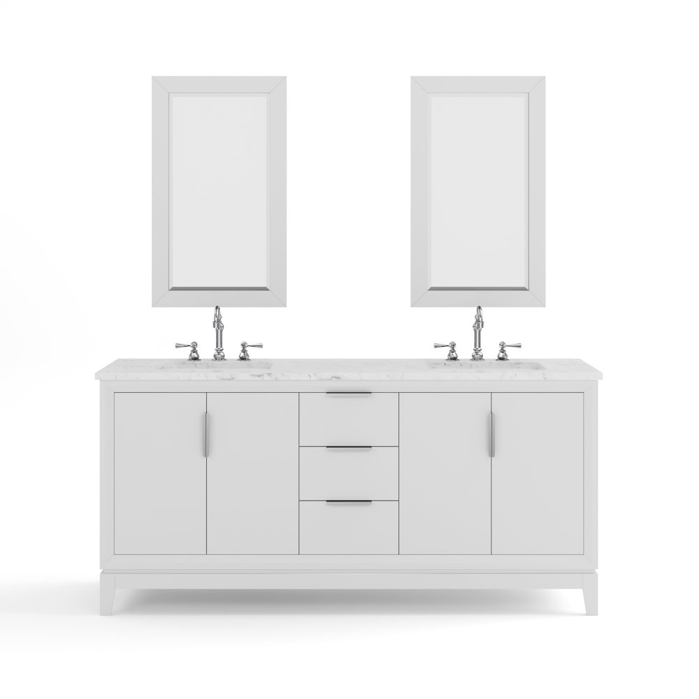 72 In. Double Sink Carrara White Marble Countertop Bath Vanity In Pure White. Picture 1