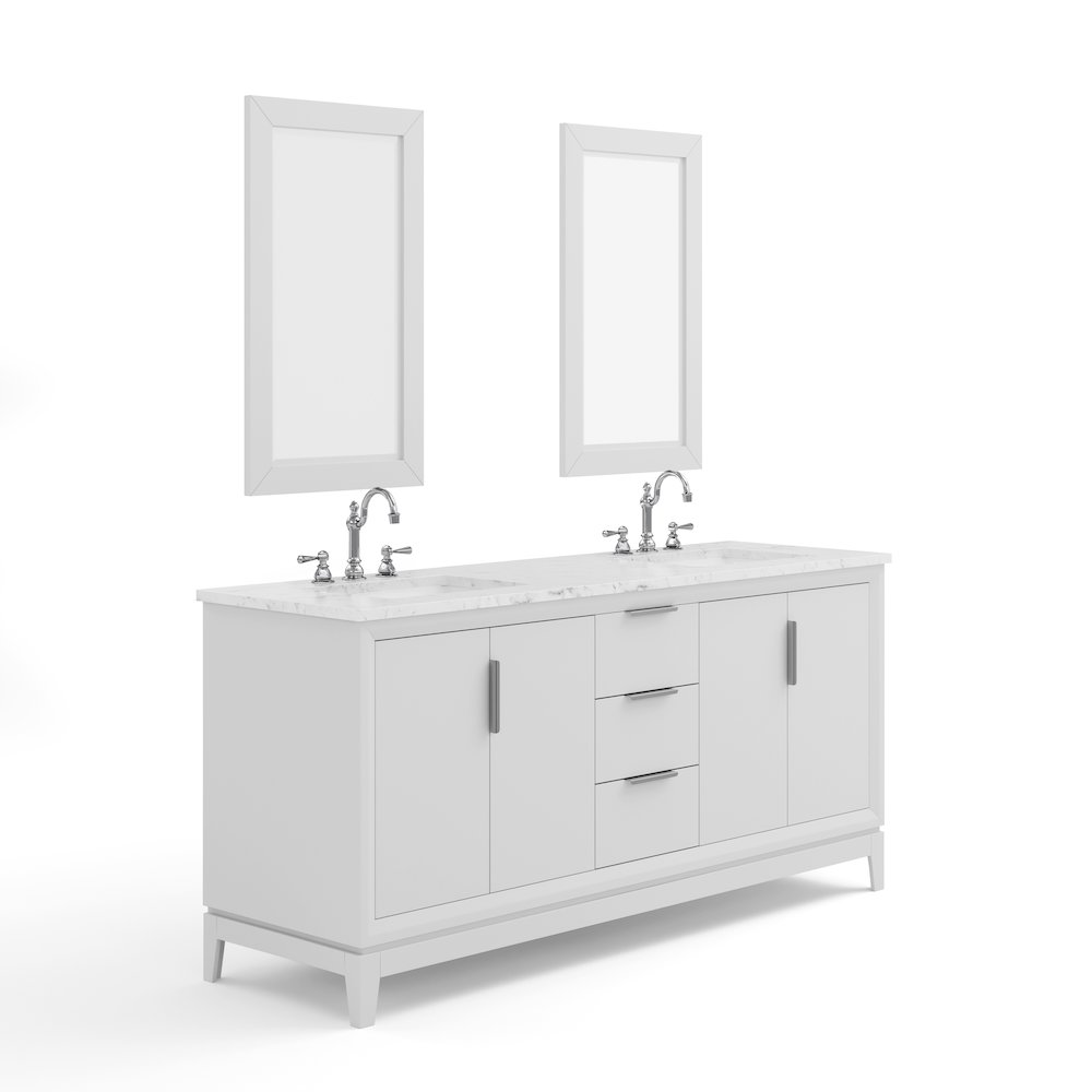 72 In. Double Sink Carrara White Marble Countertop Bath Vanity In Pure White. Picture 3