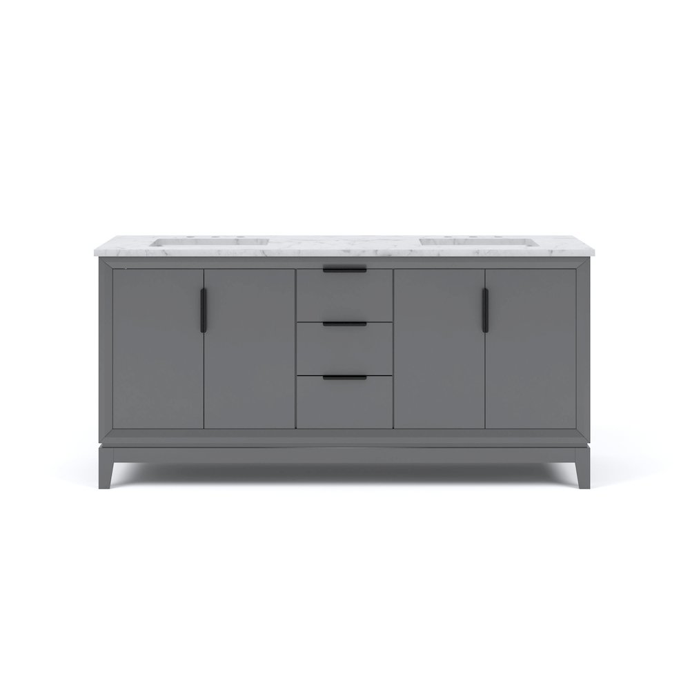 72 In. Double Sink Carrara White Marble Countertop Bath Vanity In Cashmere Grey. Picture 1