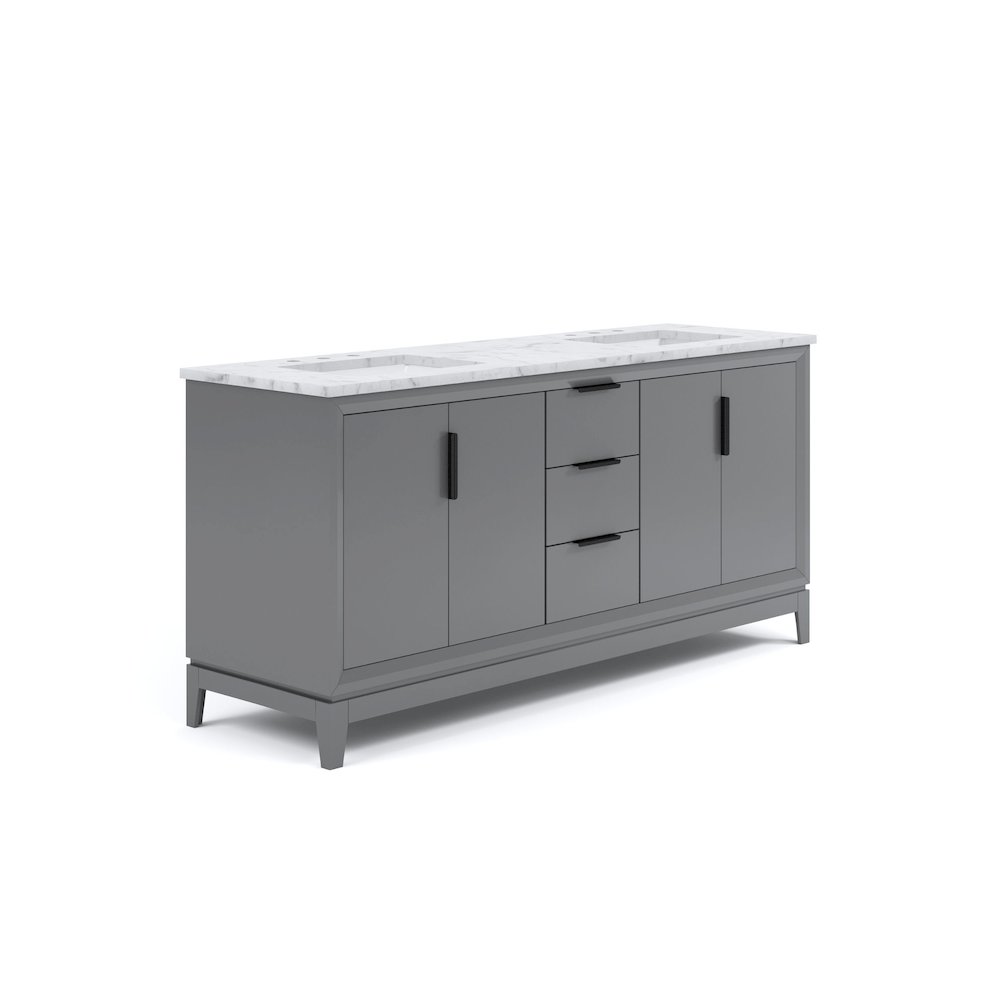 72 In. Double Sink Carrara White Marble Countertop Bath Vanity In Cashmere Grey. Picture 3