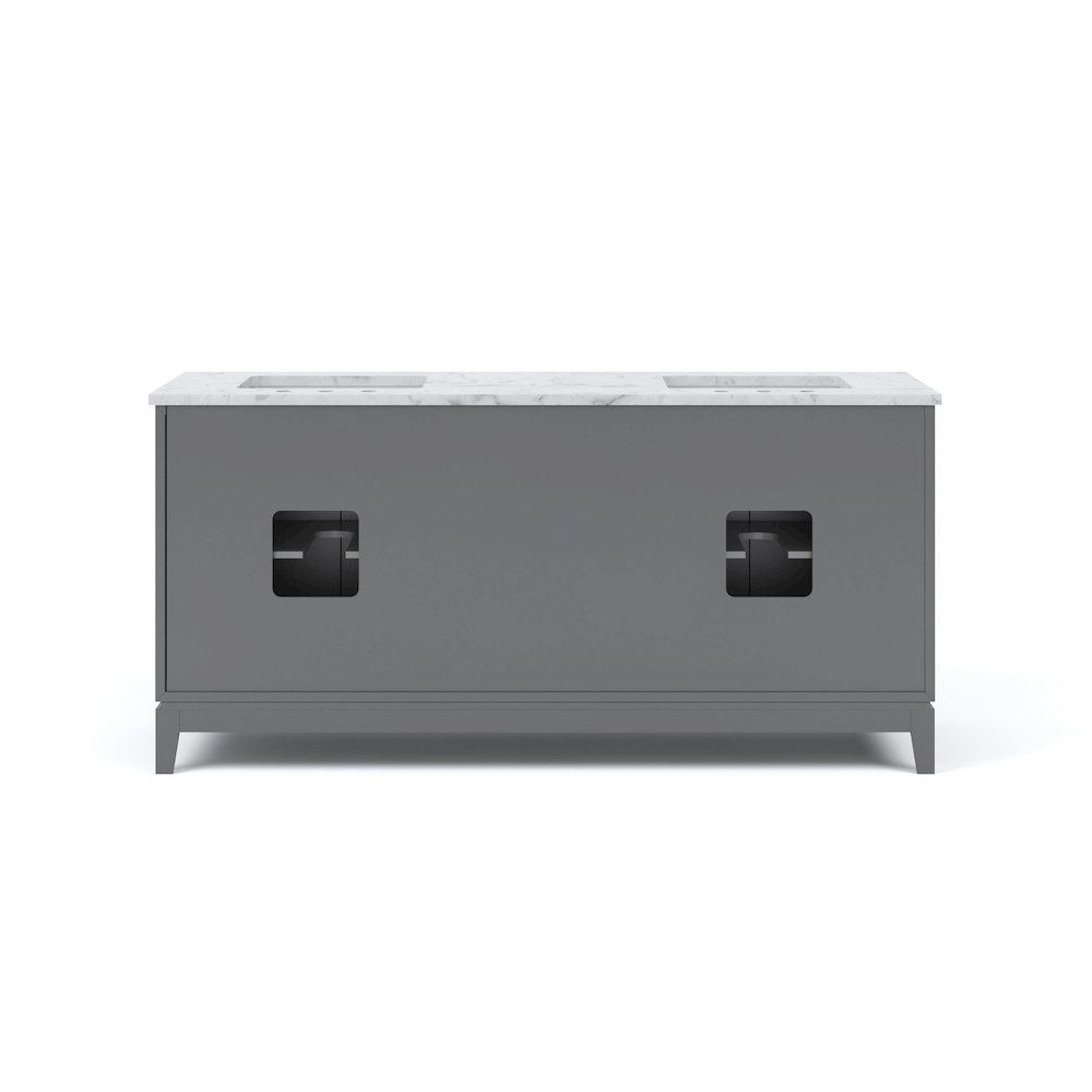 72 In. Double Sink Carrara White Marble Countertop Bath Vanity In Cashmere Grey. Picture 4