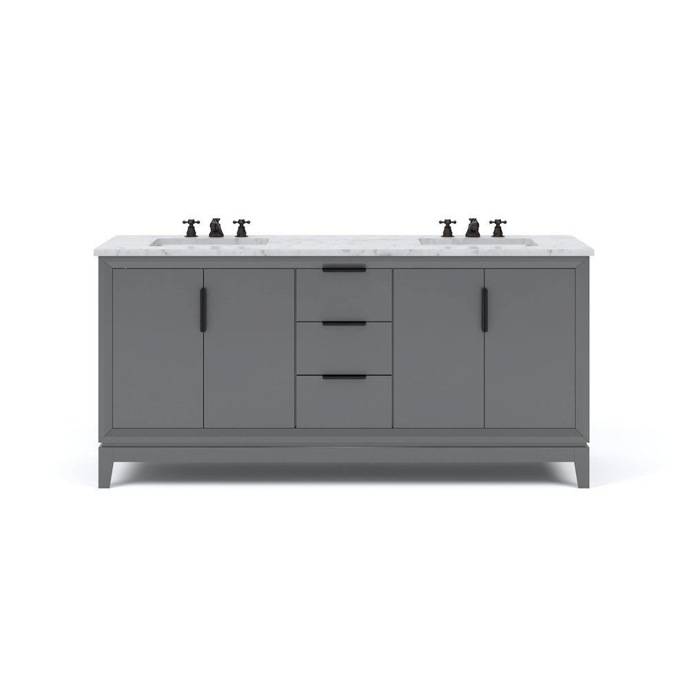 72 In. Double Sink Carrara White Marble Countertop Bath Vanity In Cashmere Grey. Picture 1