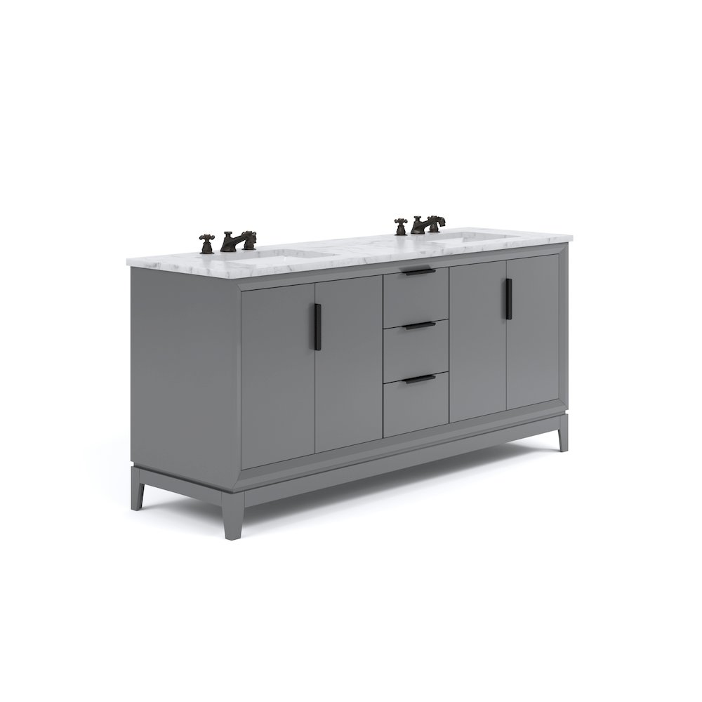 72 In. Double Sink Carrara White Marble Countertop Bath Vanity In Cashmere Grey. Picture 3