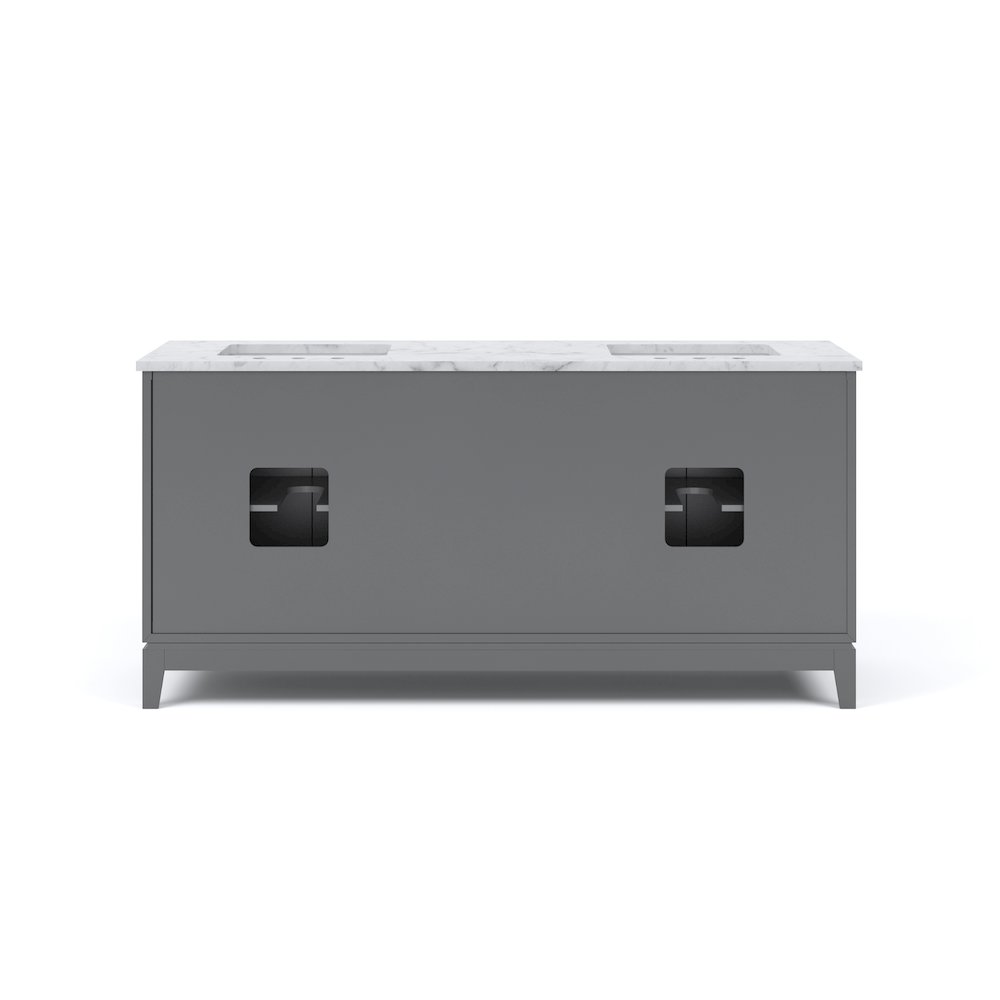 72 In. Double Sink Carrara White Marble Countertop Bath Vanity In Cashmere Grey. Picture 4