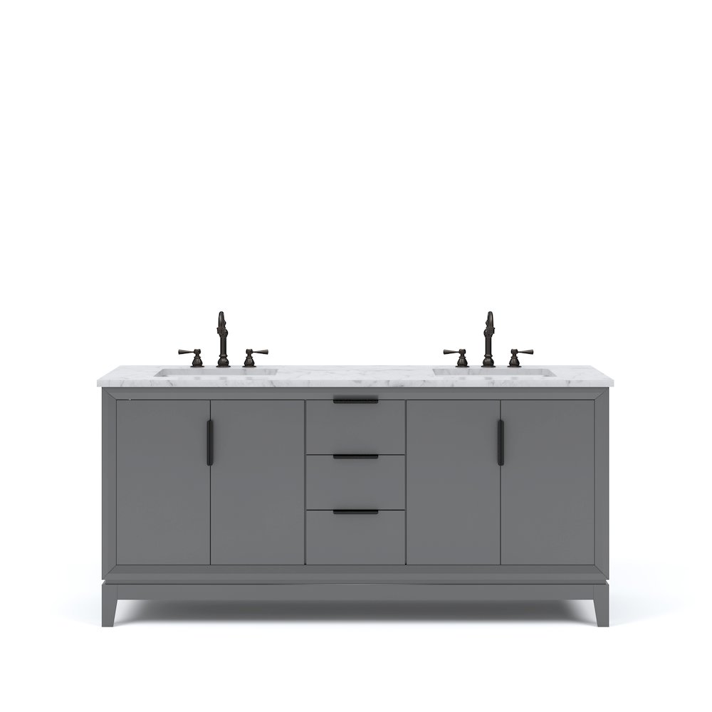 72 In. Double Sink Carrara White Marble Countertop Bath Vanity In Cashmere Grey. Picture 1