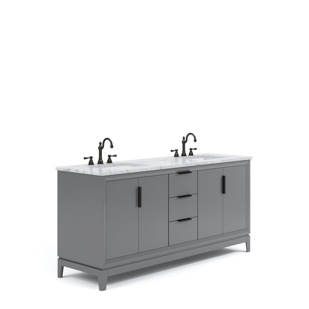 72 In. Double Sink Carrara White Marble Countertop Bath Vanity In Cashmere Grey. Picture 3