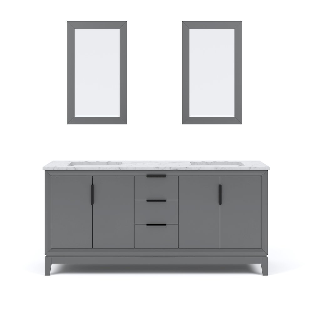 72 In. Double Sink Carrara White Marble Countertop Bath Vanity In Cashmere Grey. Picture 1