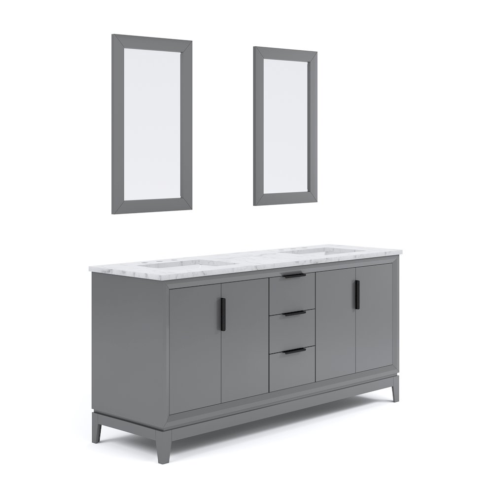 72 In. Double Sink Carrara White Marble Countertop Bath Vanity In Cashmere Grey. Picture 3