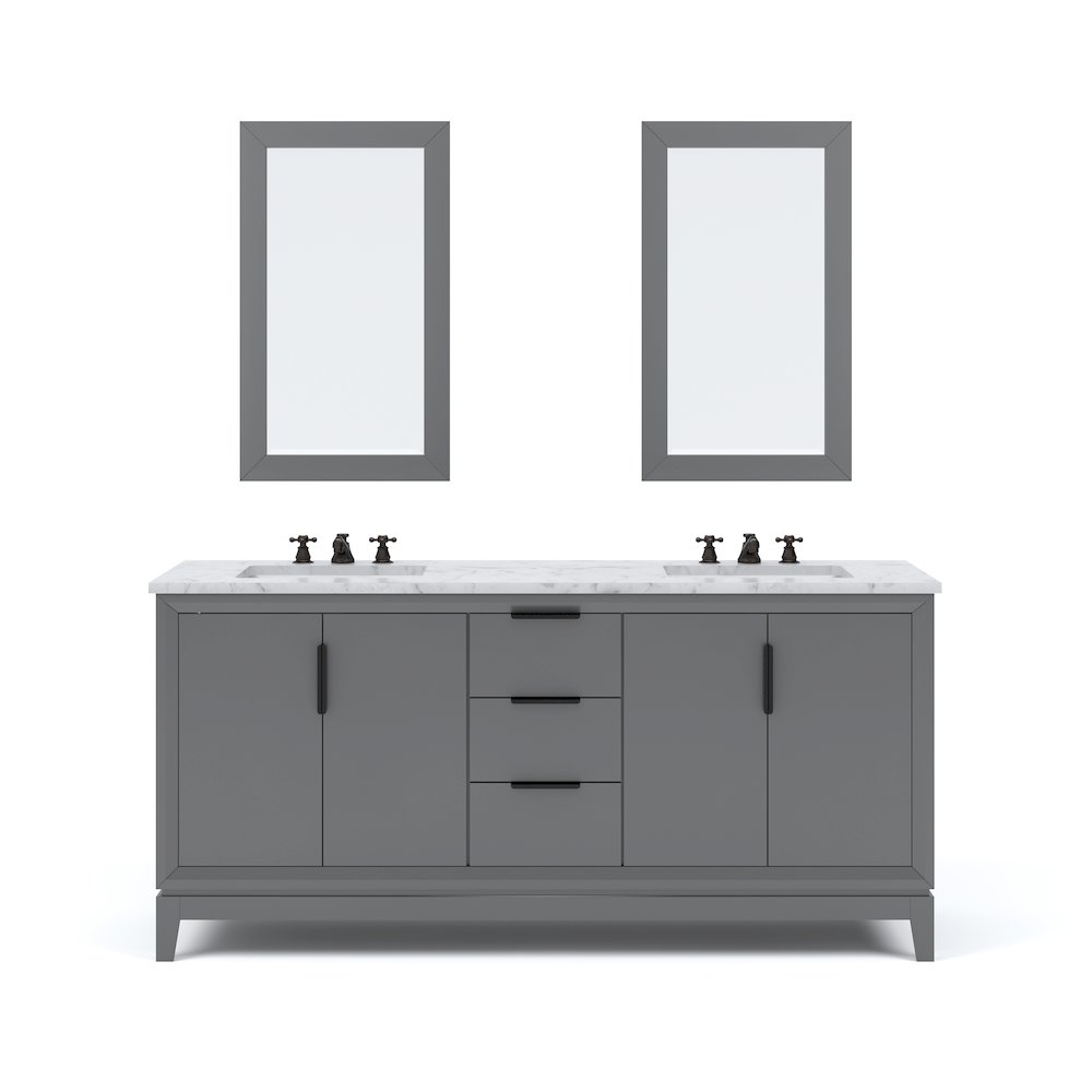 72 In. Double Sink Carrara White Marble Countertop Bath Vanity In Cashmere Grey. Picture 1