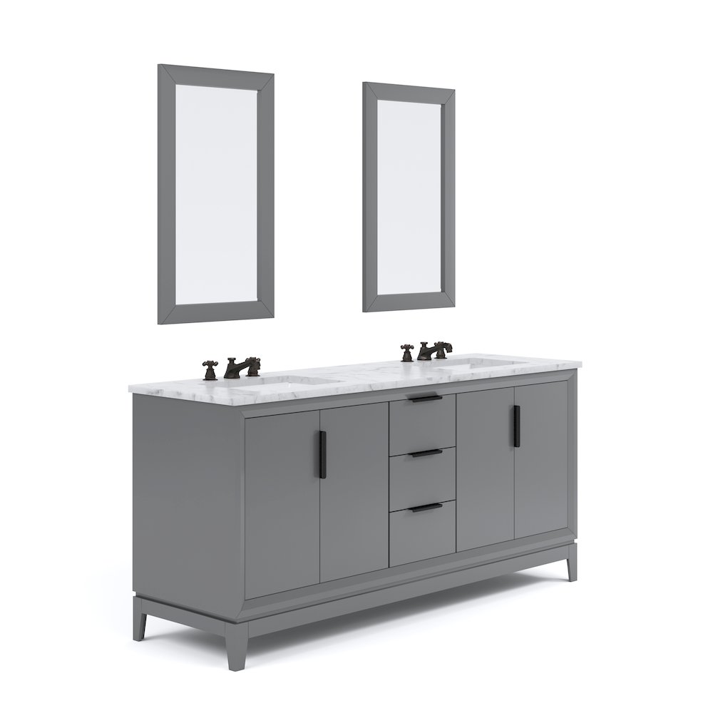 72 In. Double Sink Carrara White Marble Countertop Bath Vanity In Cashmere Grey. Picture 3