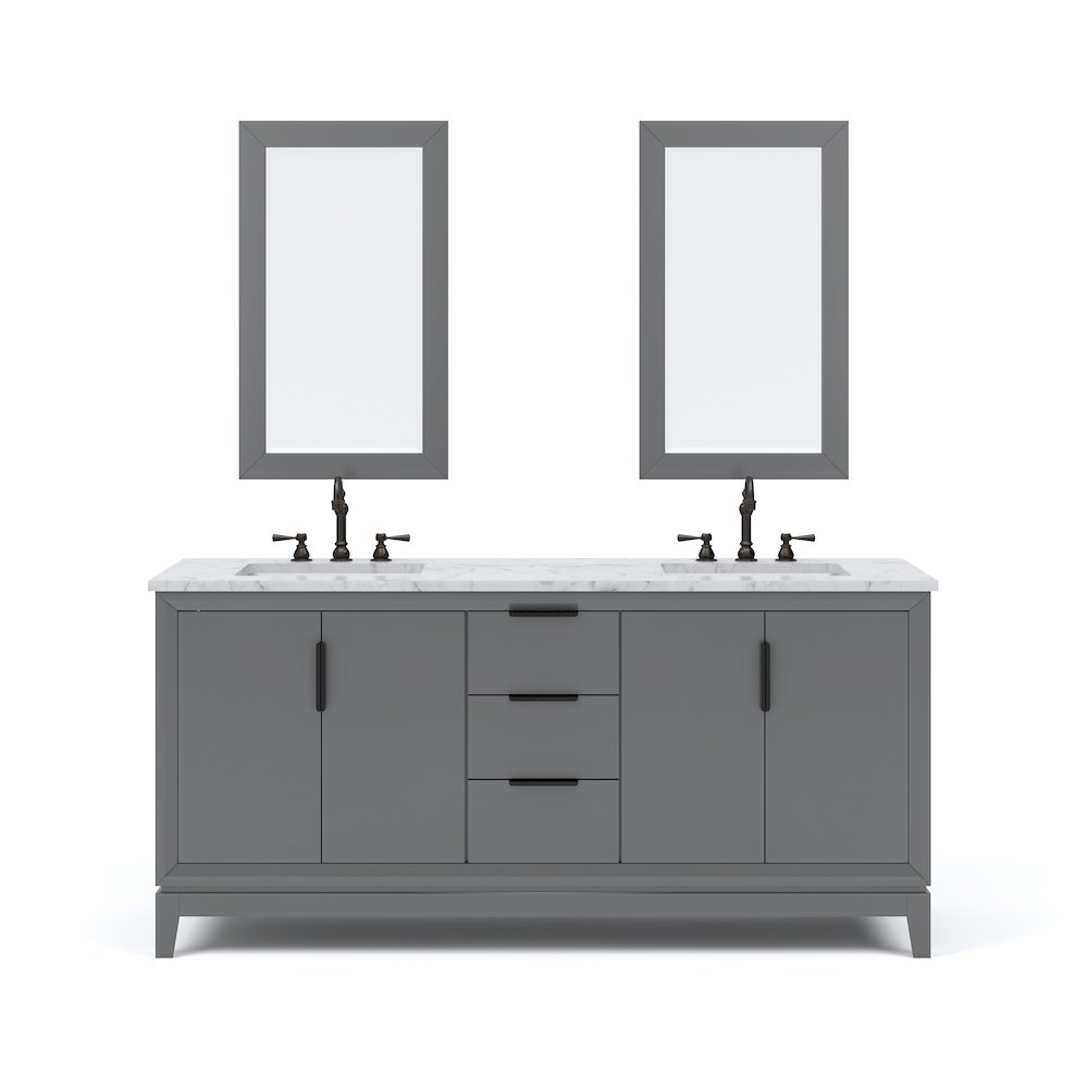 72 In. Double Sink Carrara White Marble Countertop Bath Vanity In Cashmere Grey. Picture 1