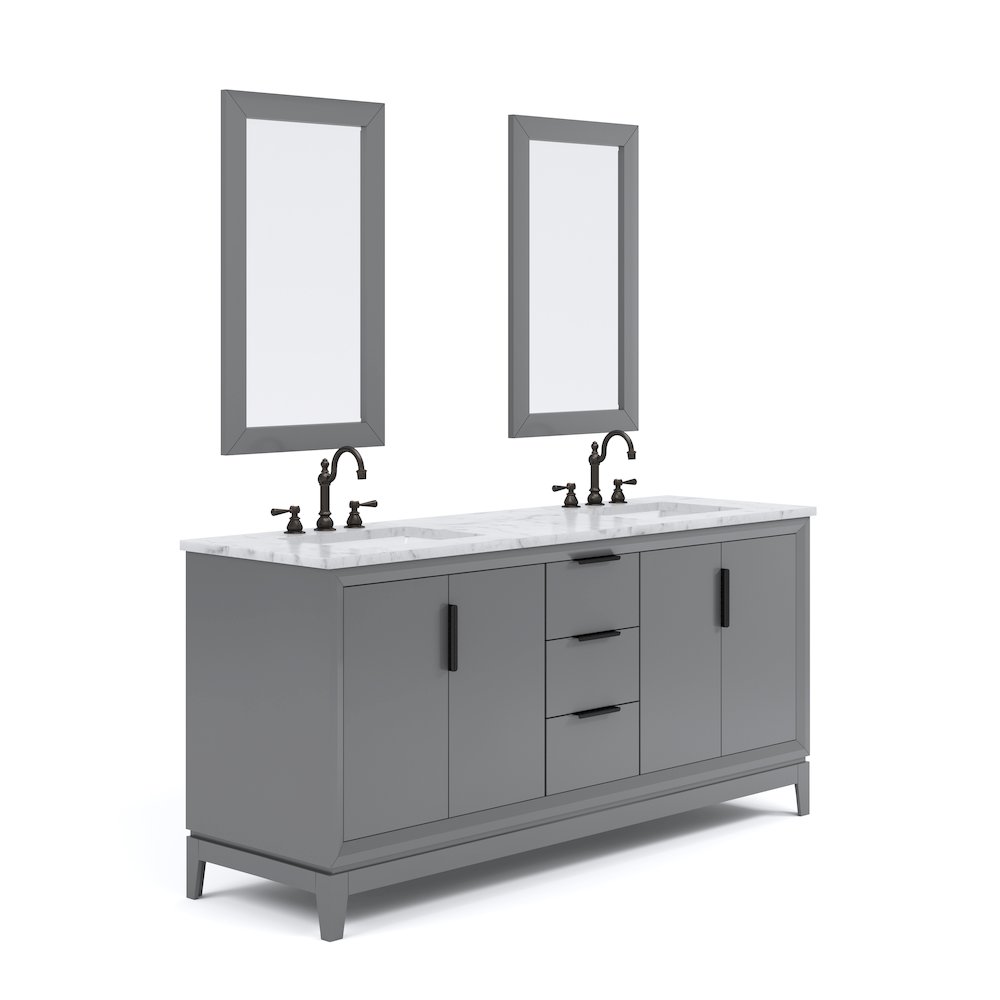 72 In. Double Sink Carrara White Marble Countertop Bath Vanity In Cashmere Grey. Picture 3