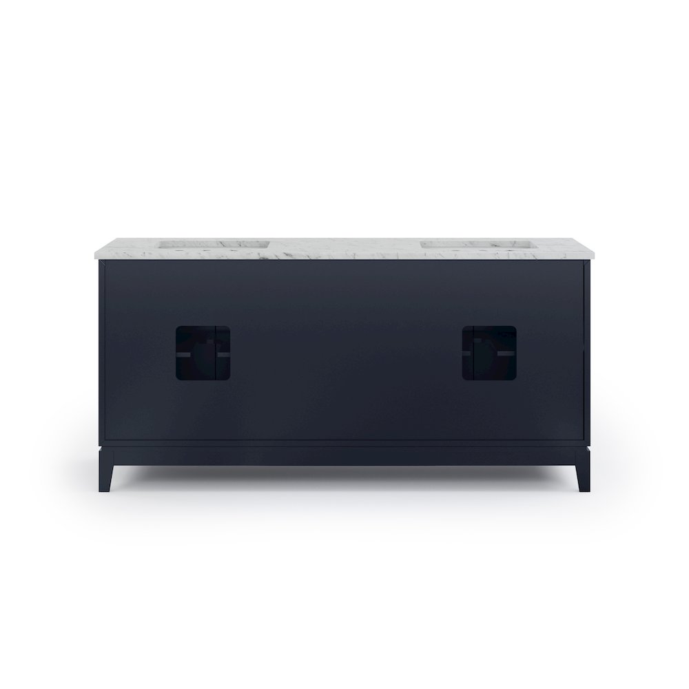 72 In. Double Sink Carrara White Marble Countertop Bath Vanity In Monarch Blue. Picture 4
