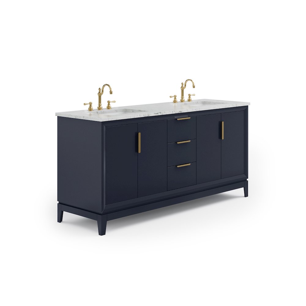72 In. Double Sink Carrara White Marble Countertop Bath Vanity In Monarch Blue. Picture 3